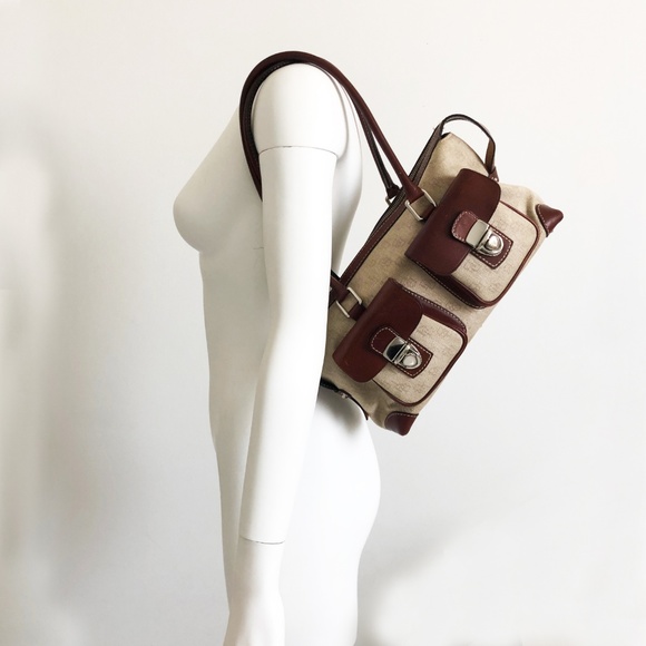 Dooney & Bourke Bag Jacquard Double Pocket Tote Satchel - Picture 3 of 8